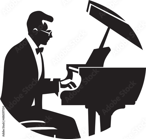 Piano Sonata Savant Black Icon Symphony Pianist Vector Black Design