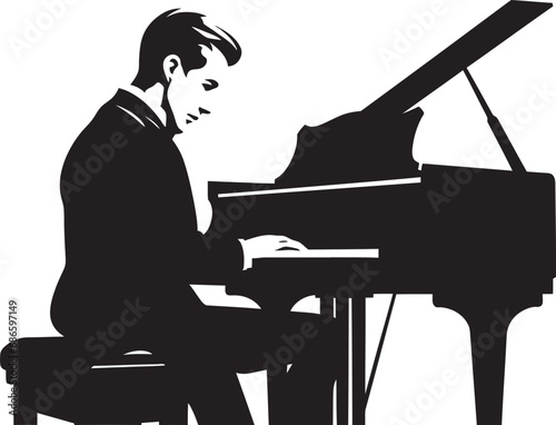 Piano Sonata Specialist Black Icon Harmonic Pianist Vector Black Design