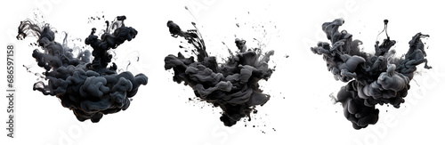 Set of black ink explosion, cut out - stock png.	 photo