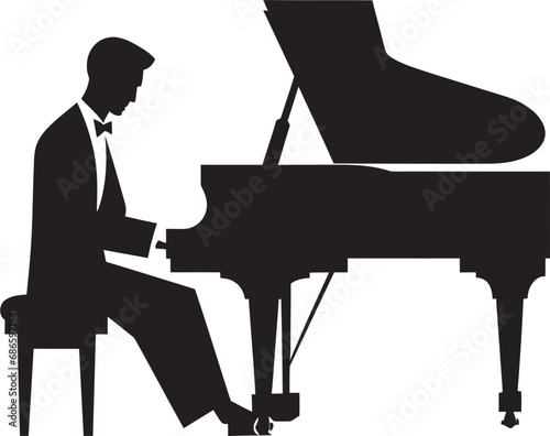 Enigmatic Keyboardist Vector Design Piano Sonata Performer Black Icon