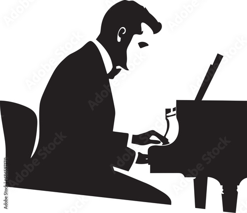Piano Sonata Performer Black Icon Virtuosic Pianist Vector Black Design