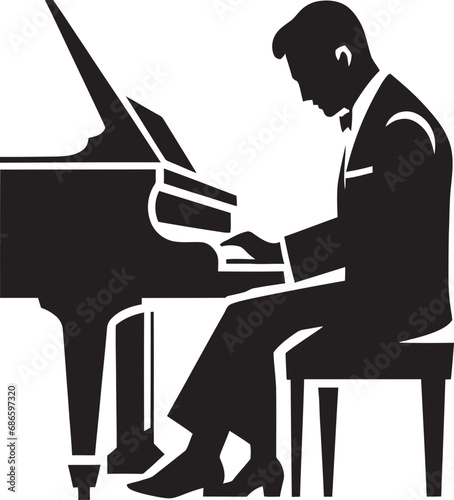 Serenading Pianist Vector Design Piano Sonata Virtuoso Black Icon