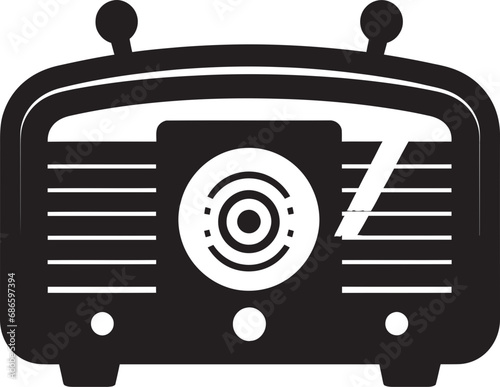 Classic Radio Console Black Icon Old School Audio Vector Black Design