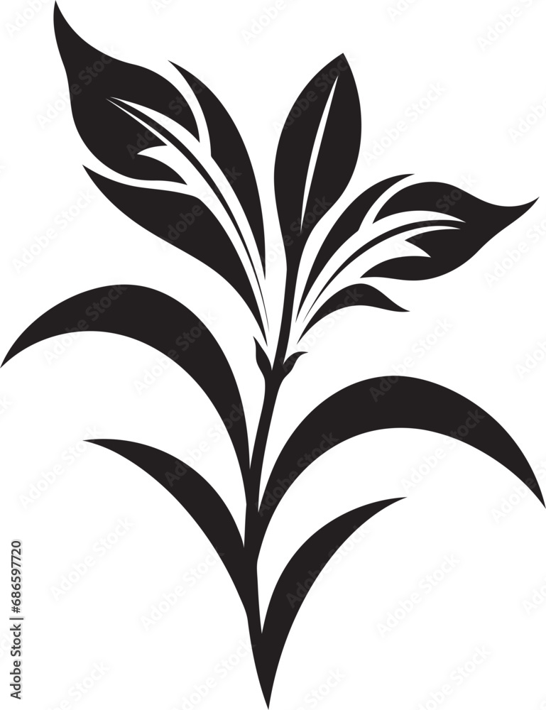 Lush Tropic Petals Vector Design Paradise Garden Essence Black Icon Lush Tropic Petals Vector Design Paradise Garden Essence Black Icon