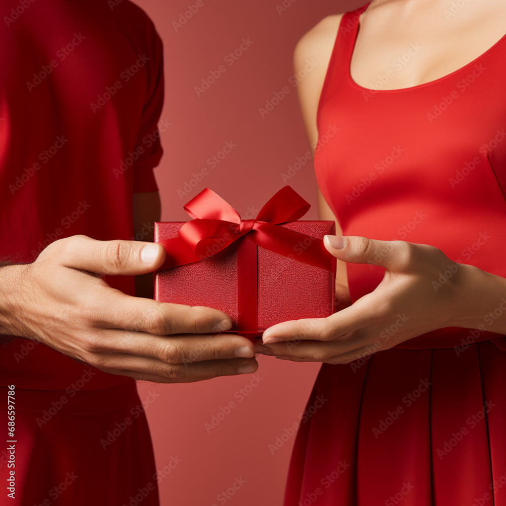 Couple giving each other a gift. Couple giving each other a gift.