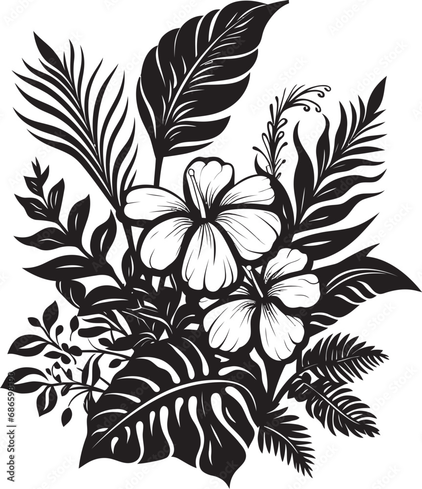 Exotic Petal Beauty Black Icon Island Flowering Essence Vector Design Exotic Petal Beauty Black Icon Island Flowering Essence Vector Design