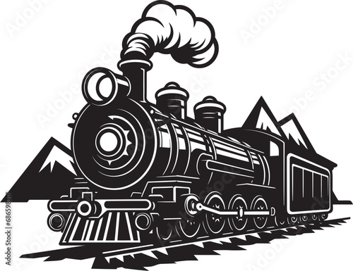 Antique Railway System Vector Black Design Black Vector Historic Rails Icon