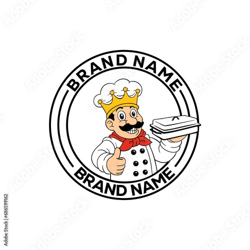 Master chef illustration logo white background