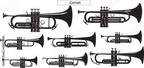 Set of Cornet isolated on white background