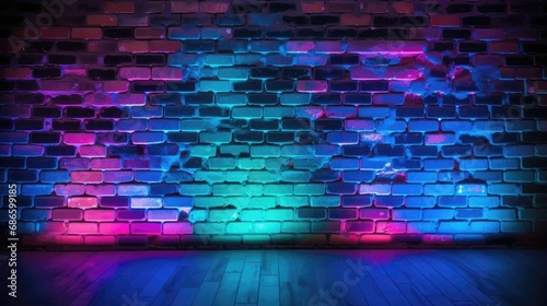 Neon brick wall with a vibrant fluorescent frame sets the stage. Trendy nightlife vibes captured in a dynamic visual symphony.