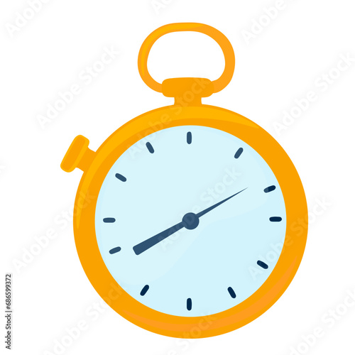 Stopwatch countdown timer. Vector stock illustration. Isolated on a white background. Sports equipment.