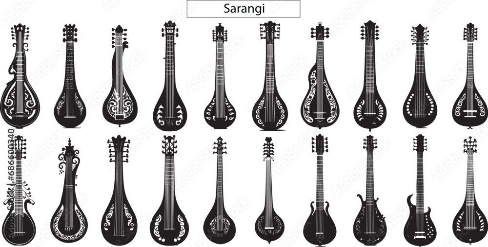 set of sarangi musical Instruments vector icons set of sarangi musical Instruments vector icons
