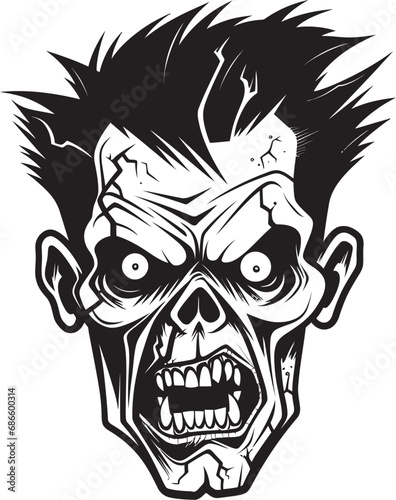Zombies Unruly Vision Crazy Skull Unhinged Zombie Vector Symbol Design