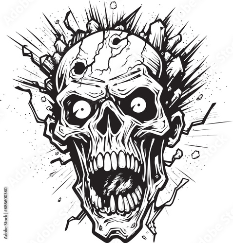 Zombies Unruly Vision Vector Design Zombies Deranged Emblem Crazy Skull
