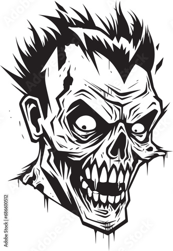 Zombies Unruly Vision Vector Design Zombies Deranged Emblem Crazy Skull