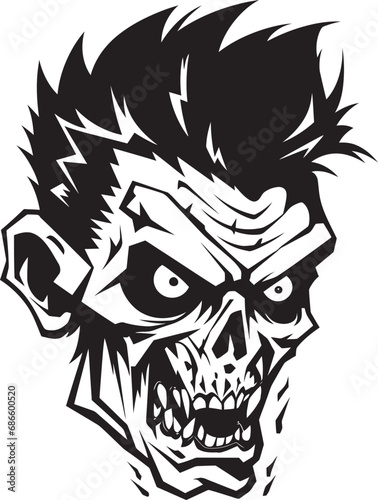 Zombies Frenzy Crazy Skull Design Zombies Tumultuous Symbol Vector Design