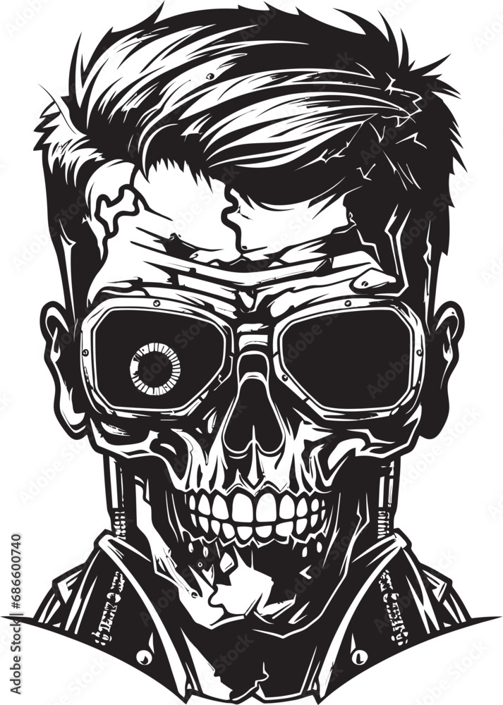 Obraz premium Metallic Zombie Conversion Vector Design Cyborg Revival Zombie Vector Icon