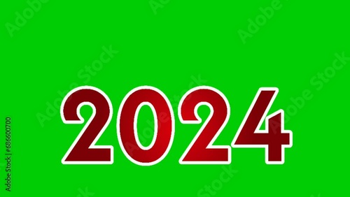 2024 number animation motion graphics happy new year concept animation motion graphics on green screen video elements