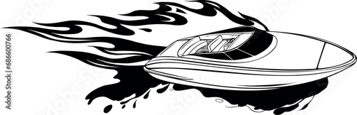Outline of a water boat from black lines