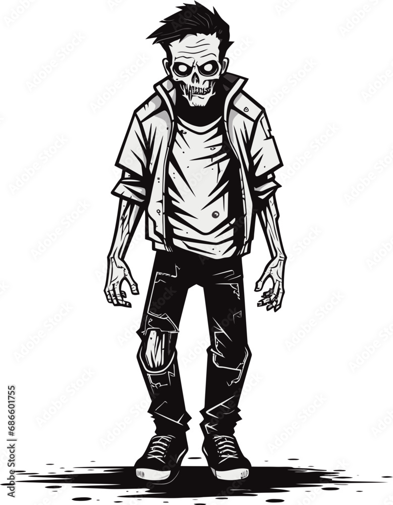 Zombie Vigor Full Body Design Undead Incarnation Vector Representation Zombie Vigor Full Body Design Undead Incarnation Vector Representation