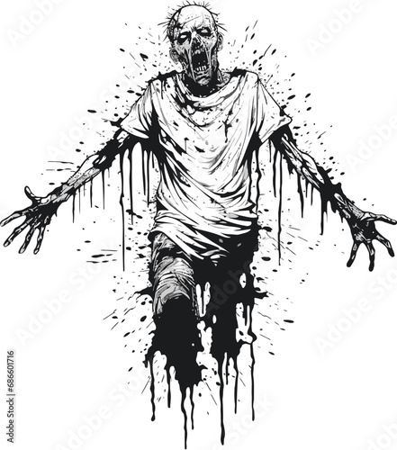 Decayed Vector Impression Vector Icon Zombie Menace Stance Full Body Design