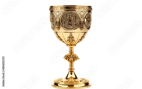 The Royal Chalices Tale in Gold Isolated on Transparent Background PNG.
