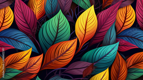 Seamless pattern multicolored leaves.