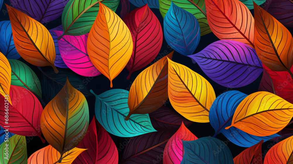 Seamless pattern multicolored leaves.