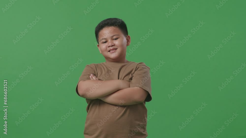 An Asian Boy Crossed Arms And Warmly Smiling On Green Screen Background In The Studio
An Asian Boy Crossed Arms And Warmly Smiling On Green Screen Background In The Studio