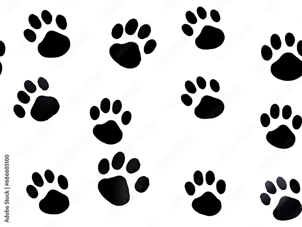 Seamless illustration of dog paw prints on a white background. Seamless illustration of dog paw prints on a white background.