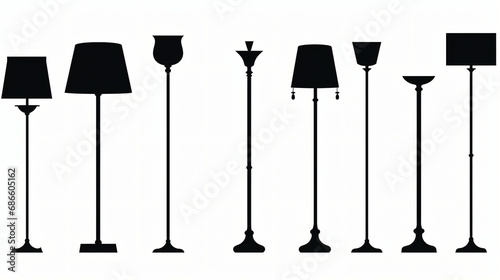 Set Floor lamps black silhouette