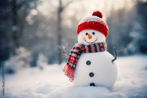 Festive Snowman with Santa Accessories © Andrii 