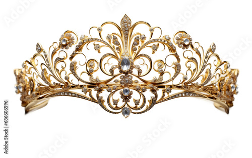 Luxurious Headdress Gold Accent Isolated on Transparent Background PNG.