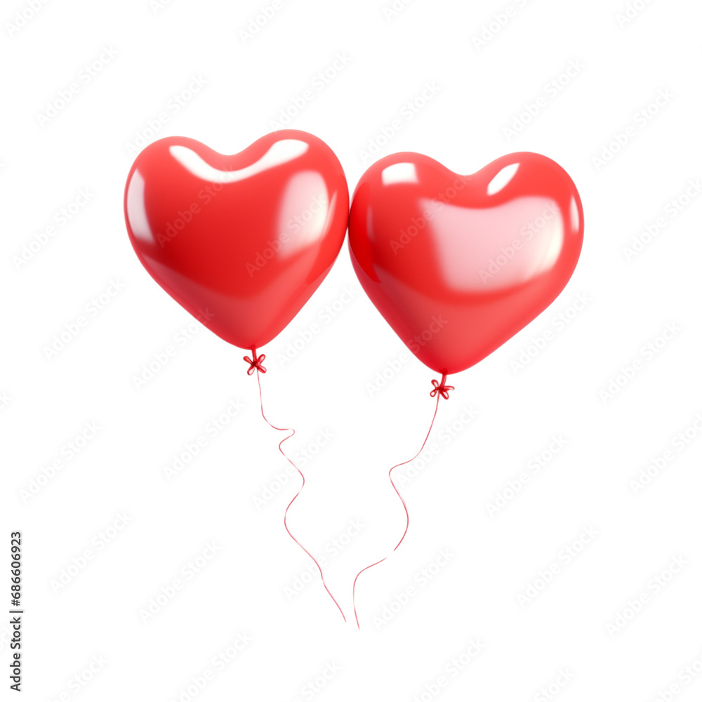 Red ballon shape of heart isplated on transparent