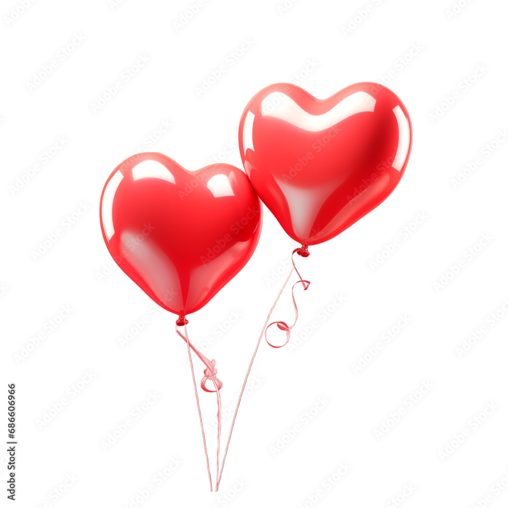 Red ballon shape of heart isplated on transparent