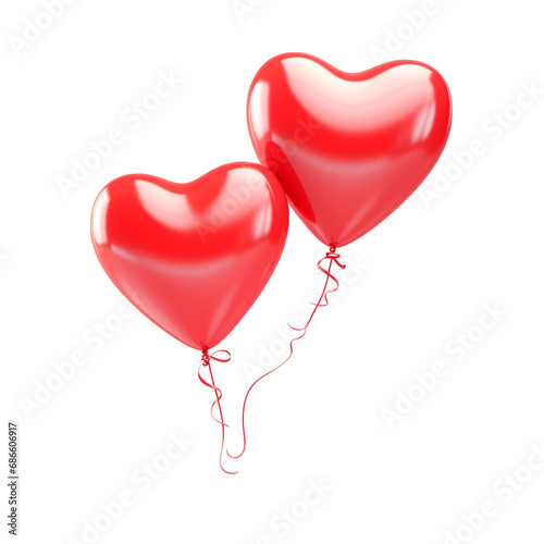 Red ballon shape of heart isplated on transparent photo