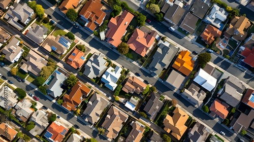 Modern Suburban Rooftops, aerial, housing, neighborhood, architecture