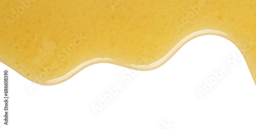 Tasty natural honey drips isolated on white, top view