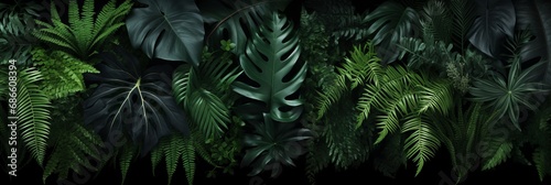 Abstract black leaf textures for tropical leaf backgrounddark nature concept, flat lay composition.
