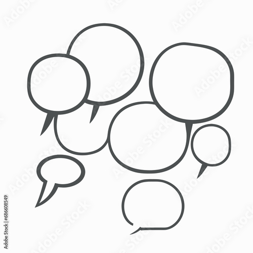 Isolated empty message boxes, communication and thought balloons Dialogue and speaking frame elements, illustrations