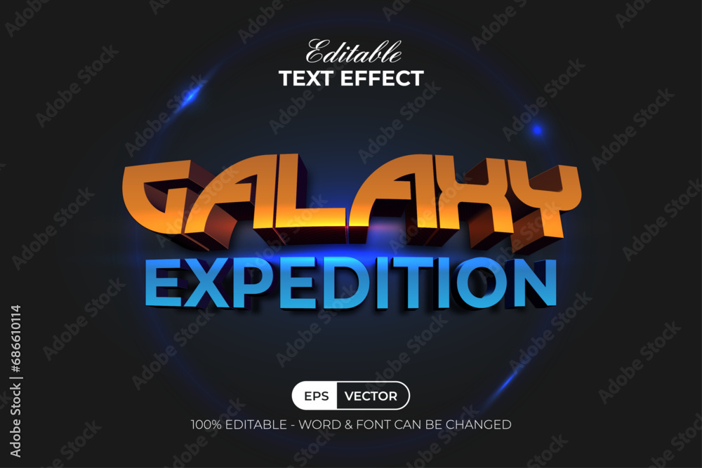 Game Text Effect Galaxy Expedition Style. Editable Text Effect.