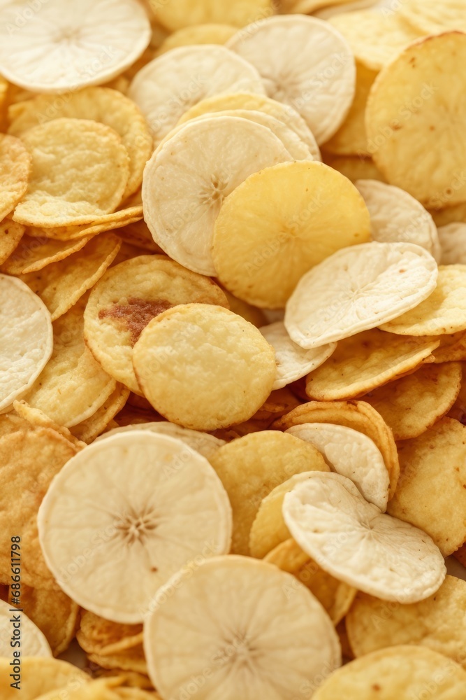 Top view close-up of golden yellow delicious chips texture. Food, Fast food. Top view close-up of golden yellow delicious chips texture. Food, Fast food.