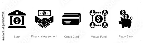 A set of 5 Finance icons as increase revenue, growth, budget