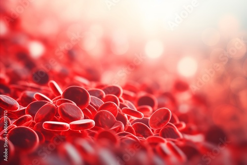 Close up of blood cells in the bloodstream, abstract background with copy space for text placement photo
