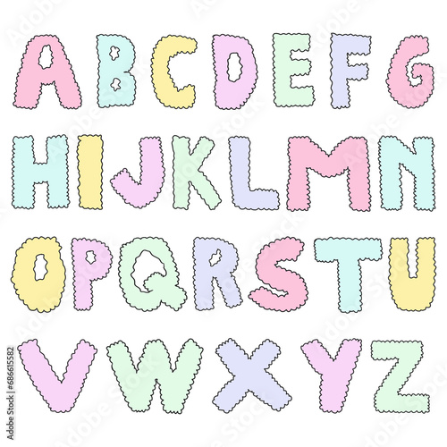 Doodle Cloud Alphabet. Perfect For Packaging, Book Cover, Film Title, Logo And T-shirts.