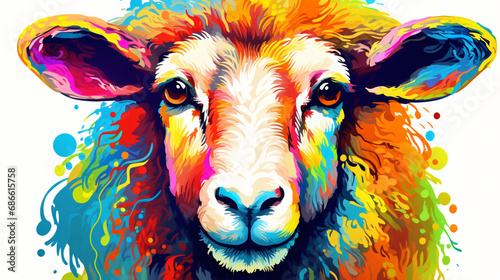 The colorful sheep is funny