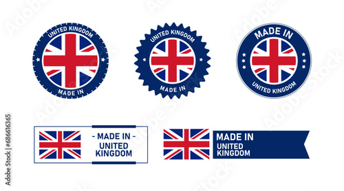 United Kingdom flag, Made in UK. Tag, Seal, Stamp, Flag, Icon vector