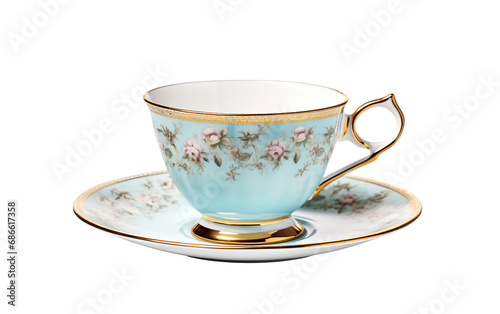 Cup and Saucer Memoir Isolated on Transparent Background PNG.
