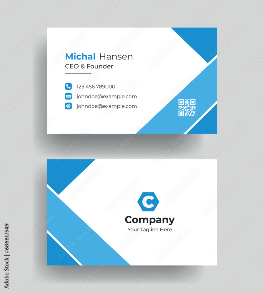 
vector abstract Double-sided creative Professional modern simple unique blue red and black business card minimal template
