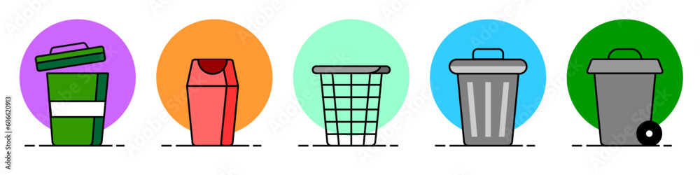 Trash bin vector icons. Rubbish bin icons. Garbage icon set. EPS 10 Trash bin vector icons. Rubbish bin icons. Garbage icon set. EPS 10